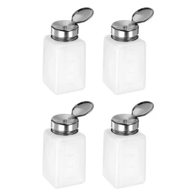 4PCS 200ML(6.8oz) Push Down Alcohol Dispenser Pump Liquid Press Bottles White Foto 1 de 4