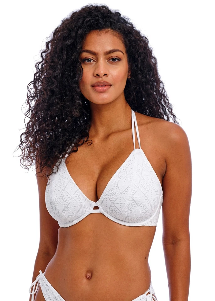 FREYA NOMAD NIGHTS WHITE UNDERWIRE HALTER BIKINI TOP SIZE 30F / 8F - image 1 of 1