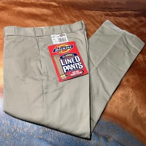 Vintage Dickies Flannel Lined Khaki Pants NOS size 33x30 Made USA Talon zipper - Picture 1 of 13