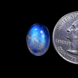 AAA Quality Blue Flashy Rainbow Moonstone Cabochon 13.5x10x6.2mm 6.95Cts - Picture 1 of 3