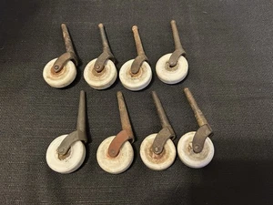 Vintage Antique Lot Of Cast Iron & Porcelain Furniture Casters Wheels ~ 1 1/2” - Picture 1 of 11