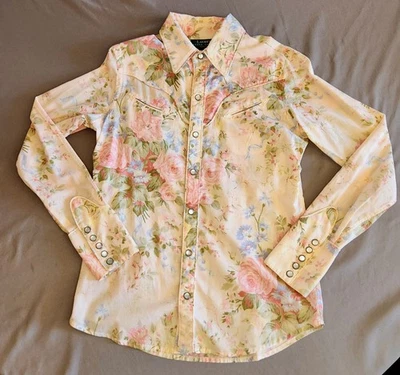 VTG 90s Lauren Ralph Lauren Pink Floral Western Shirt Pearl Snap Rodeo PP - Image 1 of 4