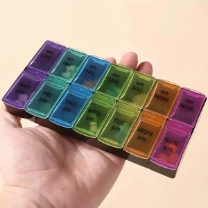 Pills Box 7 Day Medicine Tablet Dispenser Organiser Weekly Storage Case AM/PM - Picture 1 of 24