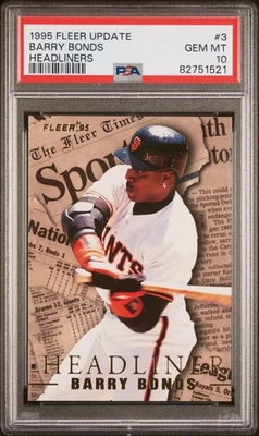 Barry Bonds - 1995 Fleer Update Headliners #3 - Low Pop - PSA 10 Foto 1 de 2
