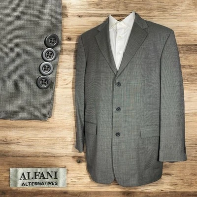 Abrigo deportivo Alfani Alternatives para hombre 44L gris lana maciza tres botones Foto 1 de 4
