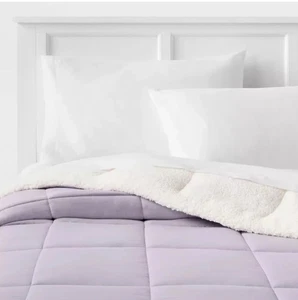 Faux Shearling Washed Microfiber Reversible Comforter - Light Purple Twin/TwinXL - Picture 1 of 2
