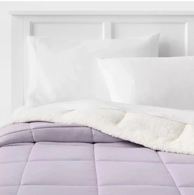 Faux Shearling Washed Microfiber Reversible Comforter - Light Purple Twin/TwinXL - Image 1 of 2