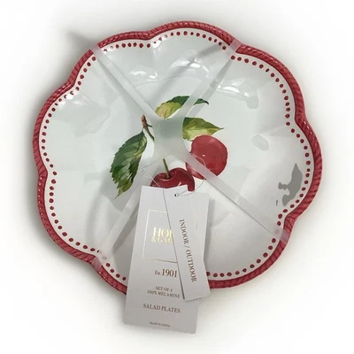 Platos de ensalada House & Garden festoneados de cereza 100 % melamina 9" Shabby Chic 4 piezas Foto 1 de 4