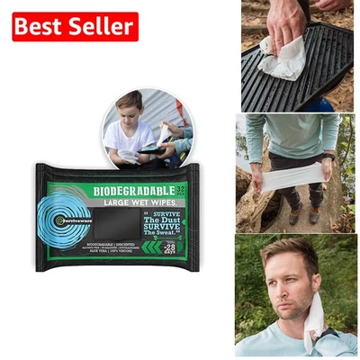 Eco-Friendly Biodegradable Wipes - Unscented Shower Wipes for Travel & Camping - Image 1 of 4