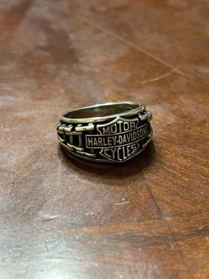 Chain And Harley Davidson Emblem Ring 925 Sterling Silver Men's Ring 9 - Image 1 of 4
