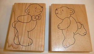 2 Gummistempel mit Bärenmotiv - Küssende Bären Paar - Holz Holzkuss - Bild 1 von 4