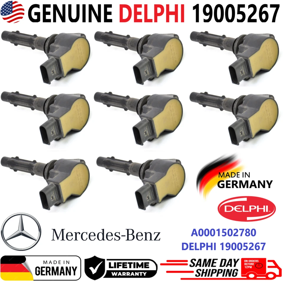 Bobinas de encendido originales Delphi x8 para Mercedes-Benz V6 V8 2005-2014, A0001502780 Foto 1 de 4