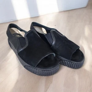 CAMPER Women's Chunky Black Suede Leather Flat Slingbacks, Size 38 EU 7.5 AU - Picture 1 of 10