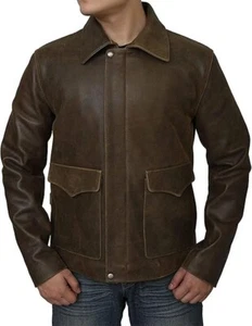 A2 G-1 Aviator AIR Force Bomber Cowhide Brown Distress Leather Jacket Men - Picture 1 of 6