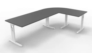 Winkelschreibtisch SO3 Schreibtischkombination 260x160x65-85 cm Gestell Weiß - Bild 1 von 13