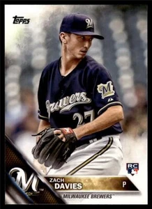 2016 Zach Davies Milwaukee Brewers Topps Rookie Baseball Card # 581 - Picture 1 of 2
