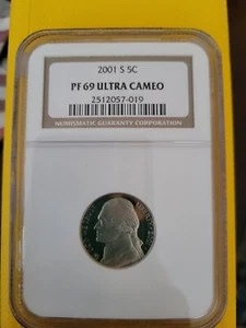 2001-S 5C Jefferson Nickel - NGC Graded PF69 Ultra Cameo - Picture 1 of 2