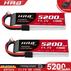 2Stück HRB 11,1V 3S 5200mAh 100C Lipo Akku für RC Traxxas Car Truck Auto LKW - Bild 1 von 6