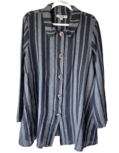 Flachs Gr. Small 100% Leinen Knopf Tunika Oberteil Long leichte Jacke Lagenlook - Bild 1 von 16