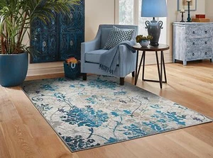 Moderne Teppiche 8x10 Zeitgenössisch Blau Wohnzimmer Teppich 5x7 Türmatte 2x3 Teppich - Bild 1 von 1