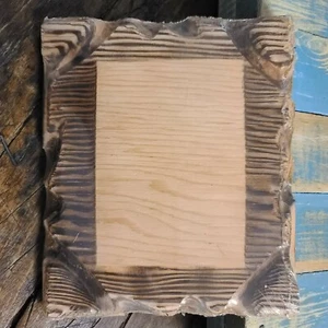 Vintage BURNT WOOD handcrafted decoupage lacquer  picture plaque WALL ART 3 x 4" - Picture 1 of 1