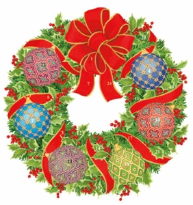 Caspari Imperial Ornament Wreath Die Cut Advent Calendar 35 cm x 33 cm foil - Picture 1 of 1