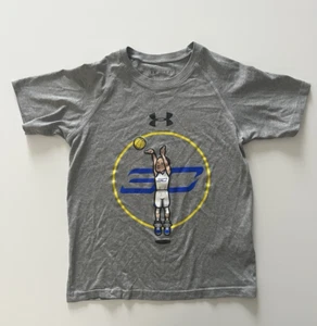 Under Armour Boys Size S 6/7 Steph Curry T-Shirt Gray 30 Basketball Athletic - Picture 1 of 6