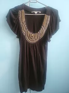 Woman Top Black Embelished Size 8 - Picture 1 of 6