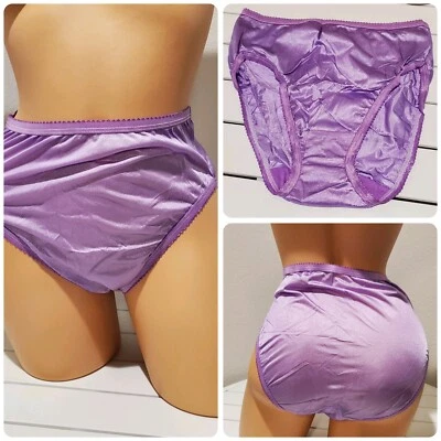 Calcinha Shadowline de náilon brilhante corte francês sedosa 7/L ROXA Foxglove 17842 - Imagem 1 de 4