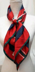 Erre Vtg Silk Scarf 31x31 Signed Alain Xavier Preppy Stripe Red Hand Rolled 1973 - Picture 1 of 9