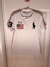 Polo Ralph Lauren TShirt Youth Size 7 Boys Big Pony Embroidered Jersey White USA