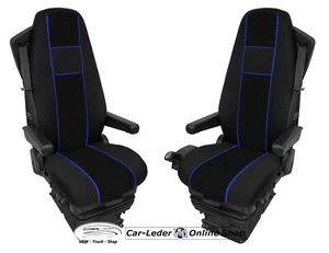 LKW Sitzbezüge Bezüge Schwarz mit Blau passend für Volvo FM FH FH4 ab 2013 - Bild 1 von 4