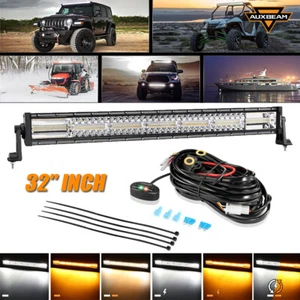 AUXBEAM 32"inch LED Work Light Bar Amber White Strobe 6 Modes For Dodge RAM 1500 - Foto 1 di 12
