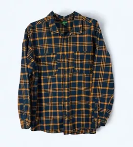 Dip men's black and Orange Plaid flannel shirt long sleeve Size XLT Work - Picture 1 of 4