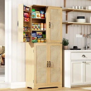 72" Height Kitchen Pantry Storage Cabinet with Drawer and Barn Doors Dining Room - Picture 1 of 8