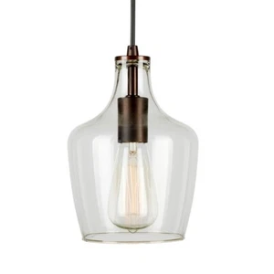 Forte Lighting 6.5" Cord-Hung Glass Mini Pendant, Bronze/Clear - 2679-01-32 - Picture 1 of 1