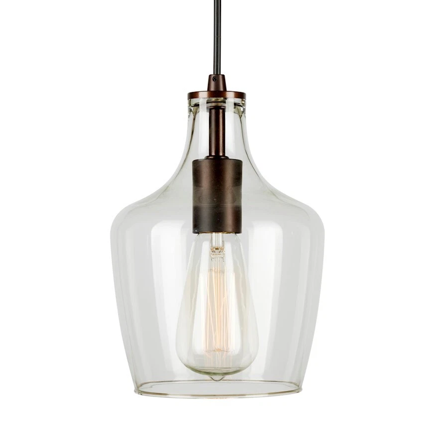 Forte Lighting 6.5" Cord-Hung Glass Mini Pendant, Bronze/Clear - 2679-01-32 - Image 1 of 1