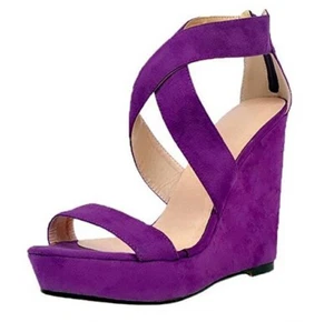 Women's Wedge Heels Thick Heels Fashion Sandals Cross Cross Tied Roman Sandals - Picture 1 of 10
