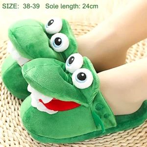Cartoon Crocodile Cotton Slippers with Moving Mouth Funny Home Cotton Shoes Wint - Picture 1 of 8