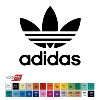ORACAL Adidas Logo Die Cut Vinyl Decal Permanent Sticker 1.5" to 12" CHOOSE COLOR