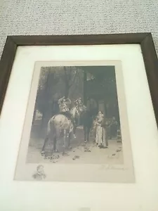 ANTIQUE A. Fauna Remarque Signed Etching after MEISSONIER - Picture 1 of 3