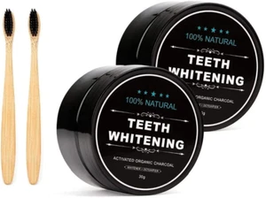 Juego de Cuido Oral Carbono Activado 2 Paquetes Blanqueador Dental Polvo Cepillo - Imagen 1 de 12