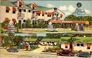 WALTERBORO, SOUTH CAROLINA - LADY LAFAYETTE TOURIST HOTEL - LINEN POSTCARD - Picture 1 of 2