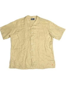 Polo Ralph Lauren vintage camicia uomo XL misto seta colletto ad anello Caldwell kaki - Foto 1 di 7