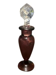 VINTAGE MINIATURE BOTTLE WITH Crystal STOPPER AMETHYST 6 1/2" TALL - Picture 1 of 3