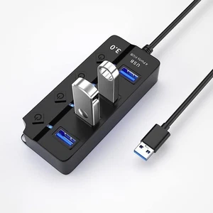 4 Ports Hub Splitter USB 3.0 High Speed Adapter Multi Desktop PC Laptop - Picture 1 of 8
