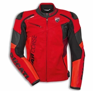 New Ducati Corse Racing Motorbike Mens Red Leather Motorcycle Biker Jackets - Bild 1 von 4