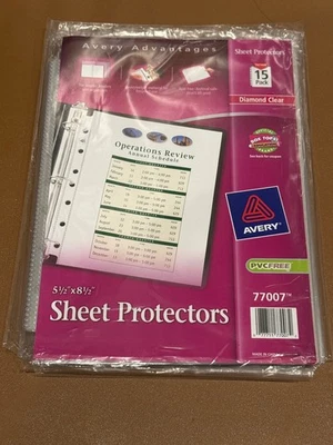 Avery Top Load Sheet Protector, Heavyweight, 8.5 X 5 1/2, Clear, 15 Pack - Image 1 of 2