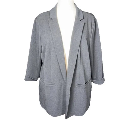 Maurices Women 2X Black Open Front Blazer Plus Size 3/4 Sleeve Lightweight Jckt - Image 1 of 4