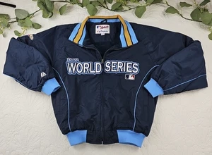 VTG Y2K 2002 MLB World Series Blue and Gild Full Zip Windbreaker Jacket Size M - Picture 1 of 10